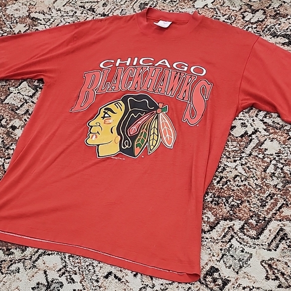 Vintage Chicago Blackhawks 1991 Red Short Sleeve Tee Nhl - Picture 5 of 8